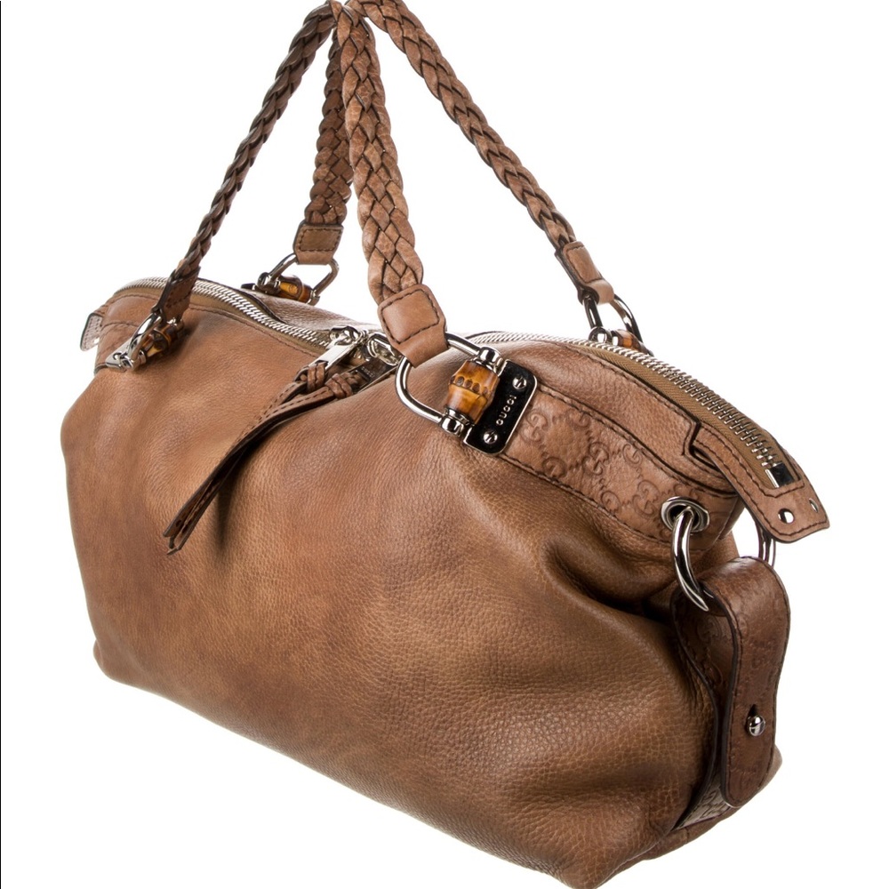 Gucci Bamboo Bar Medium Brown Leather Tote 232959